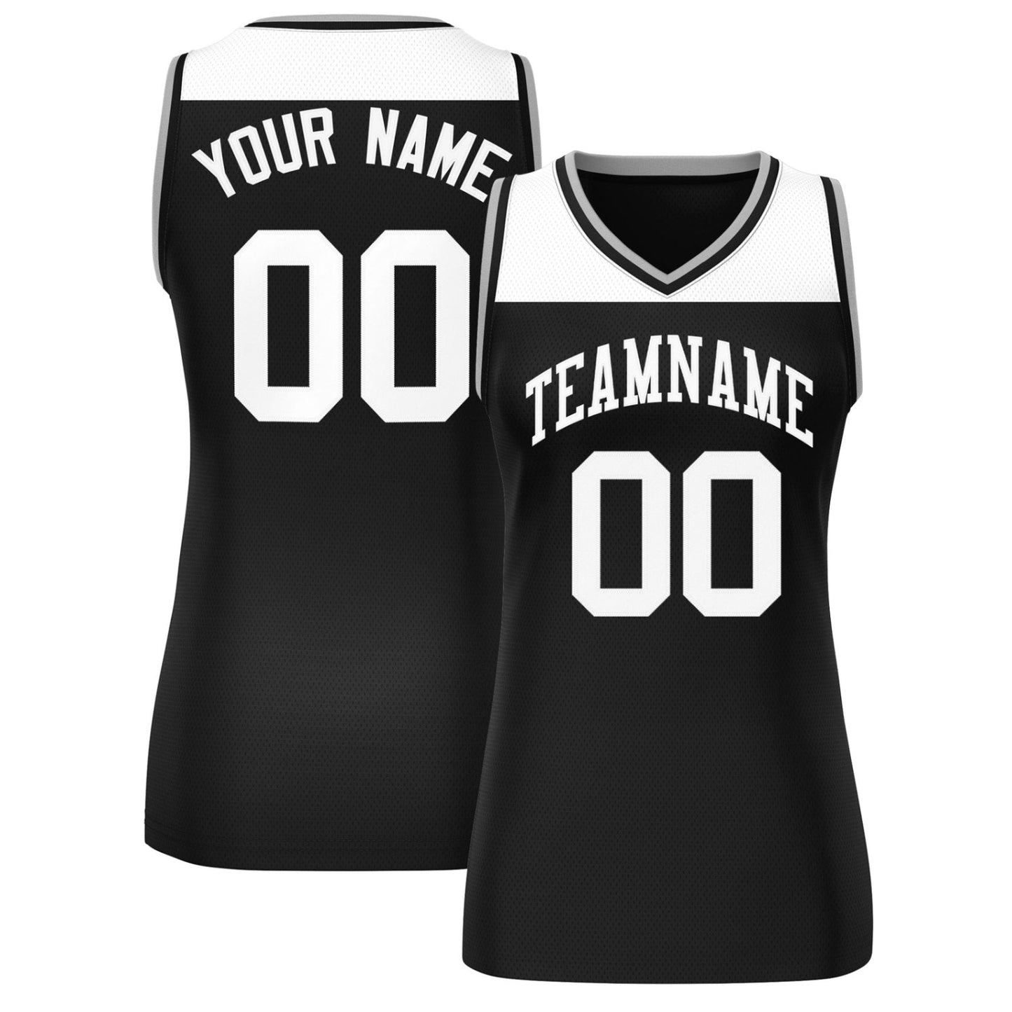 Custom White Black Color Block Fashion Tops Mesh Netball Dress For Women