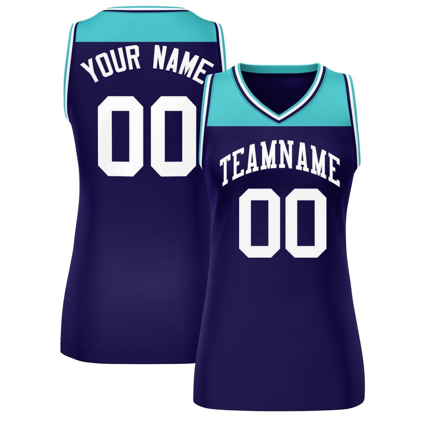 Custom Aqua Purple Color Block Fashion Tops Mesh Netball Dress For Women
