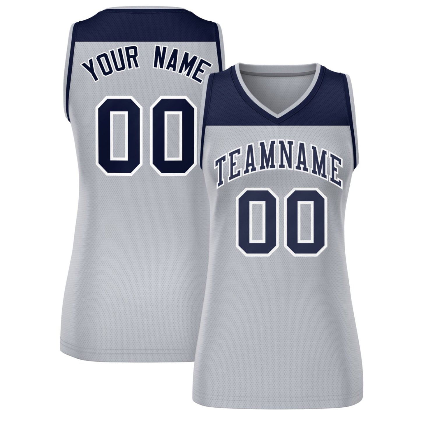 Custom Navy Gray Color Block Fashion Tops Mesh Netball Dress For Women