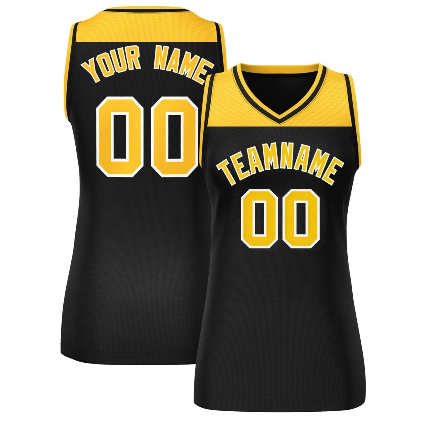 Custom Gold Black Color Block Fashion Tops Mesh Netball Dress For Women