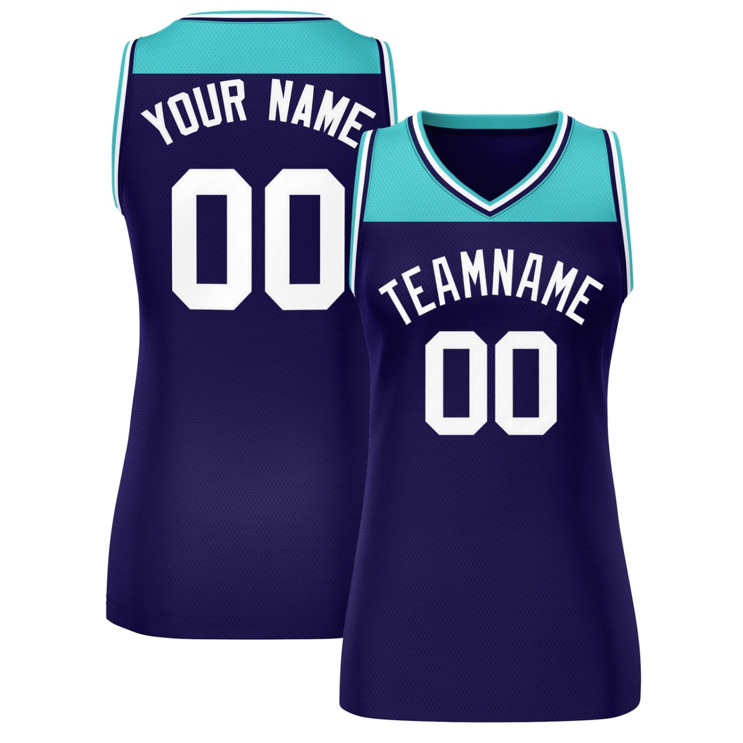 Custom Aqua Purple Color Block Fashion Tops Mesh Netball Dress For Women