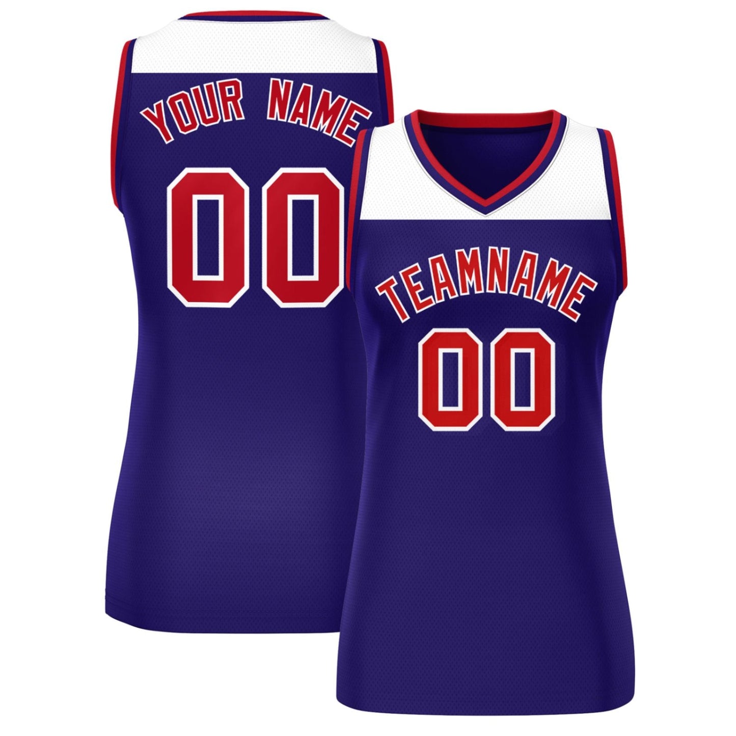Custom White Purple Color Block Fashion Tops Mesh Netball Dress For Women