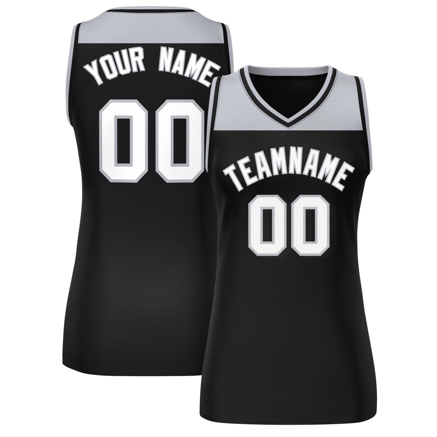 Custom Gray Black Color Block Fashion Tops Mesh Netball Dress For Women