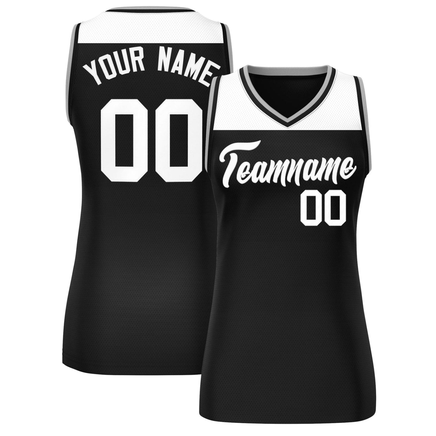 Custom White Black Color Block Fashion Tops Mesh Netball Dress For Women