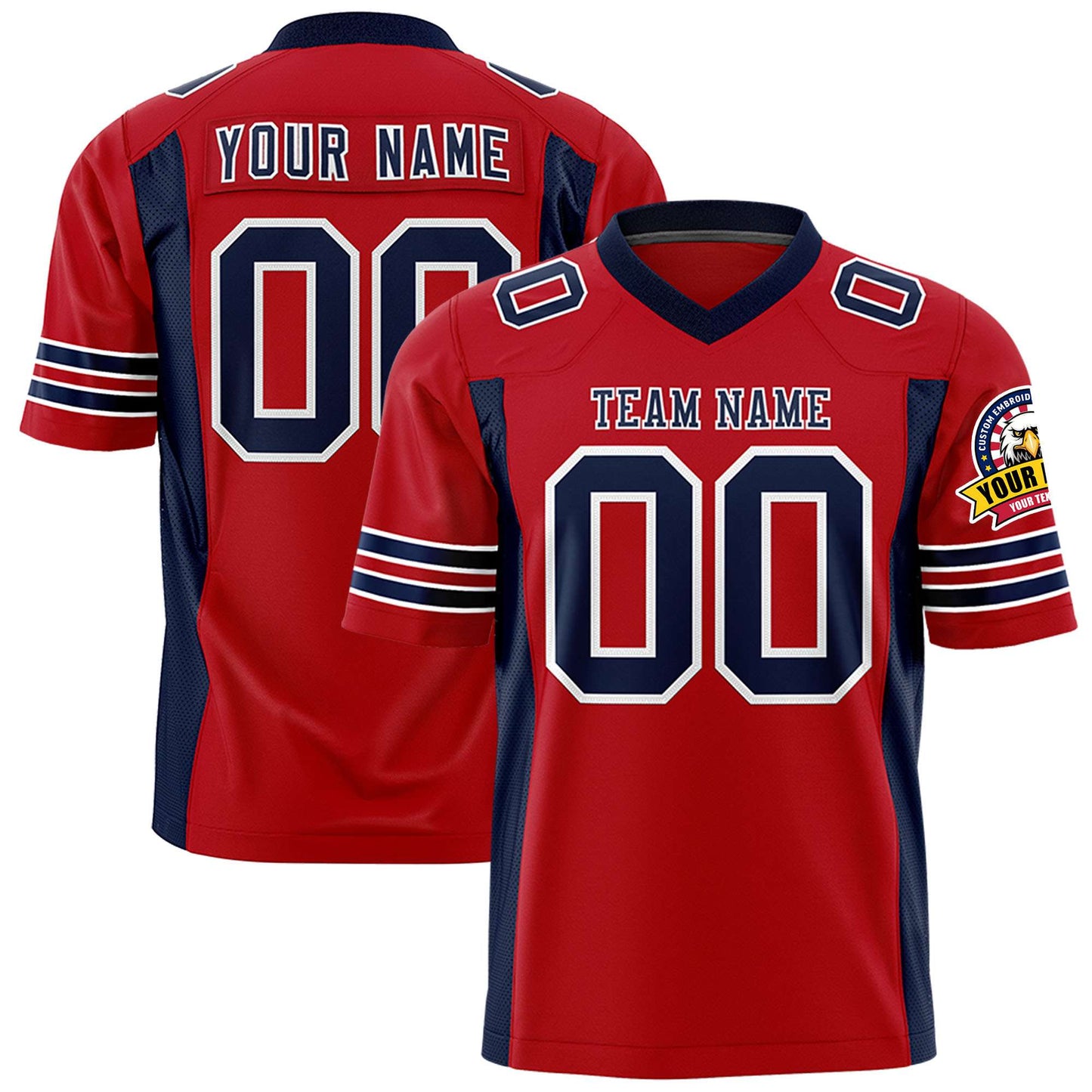 Custom Red Navy Personalized Insert Color Design Authentic Football Jersey