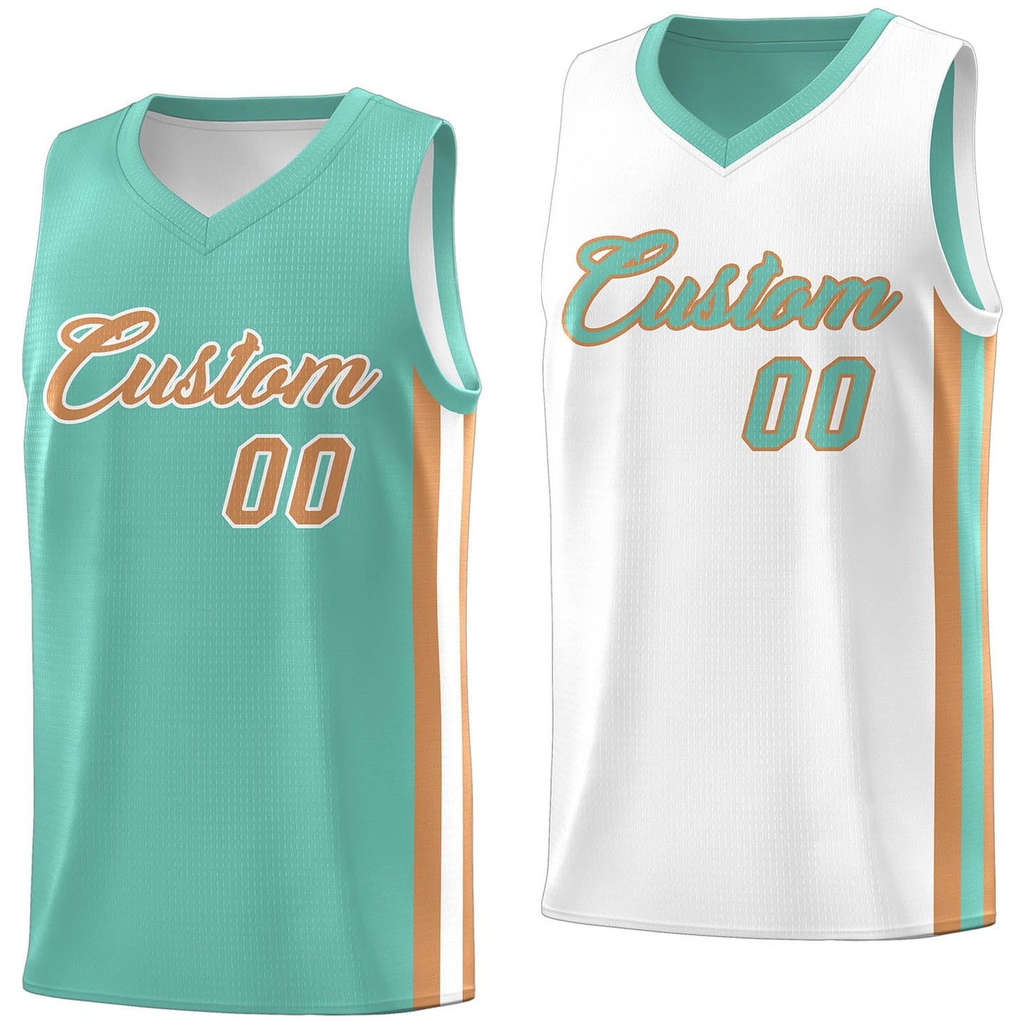 Custom Light Green White Double Side Tops Basketball Jersey