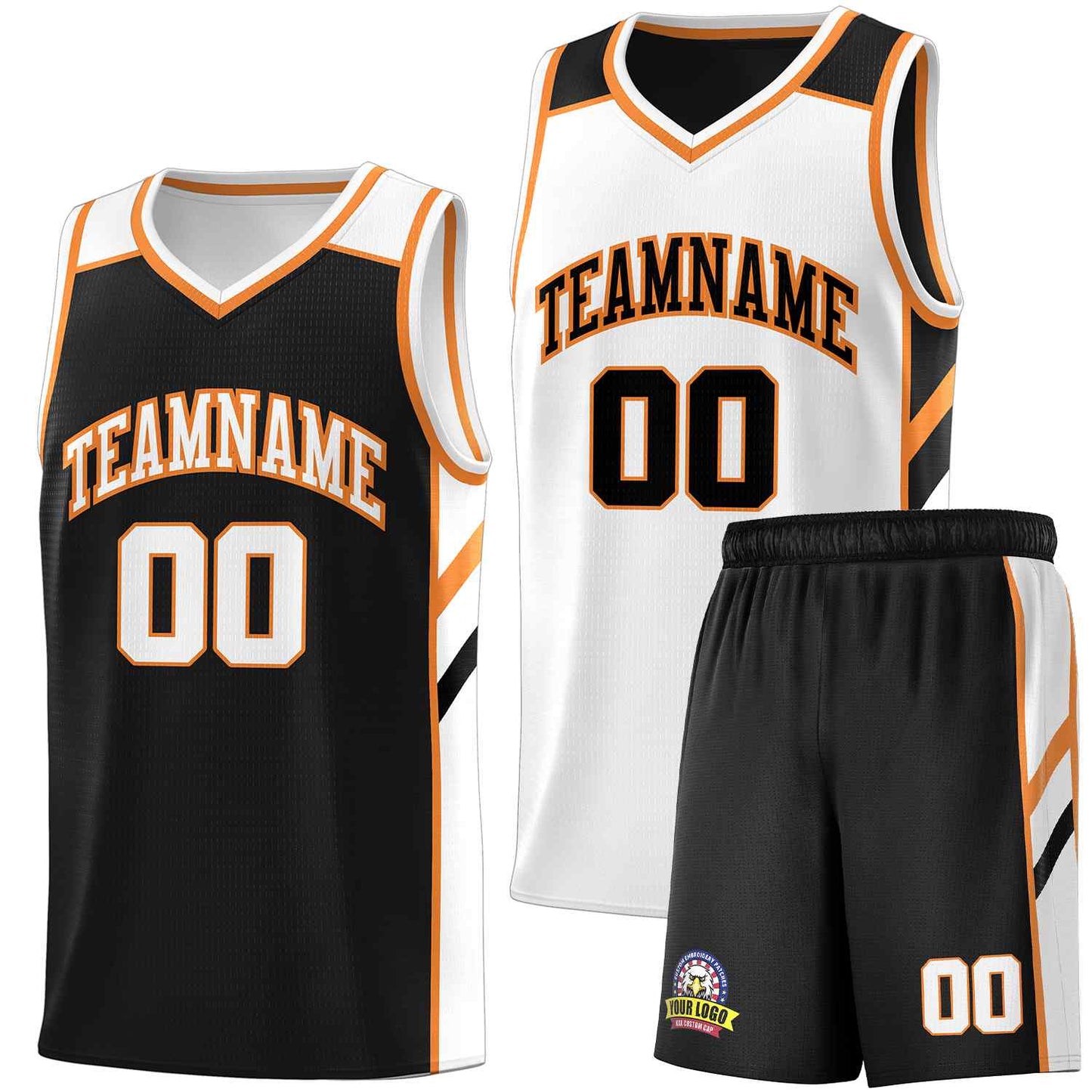 Custom Black White Double Side Sets Men Basketball Jersey