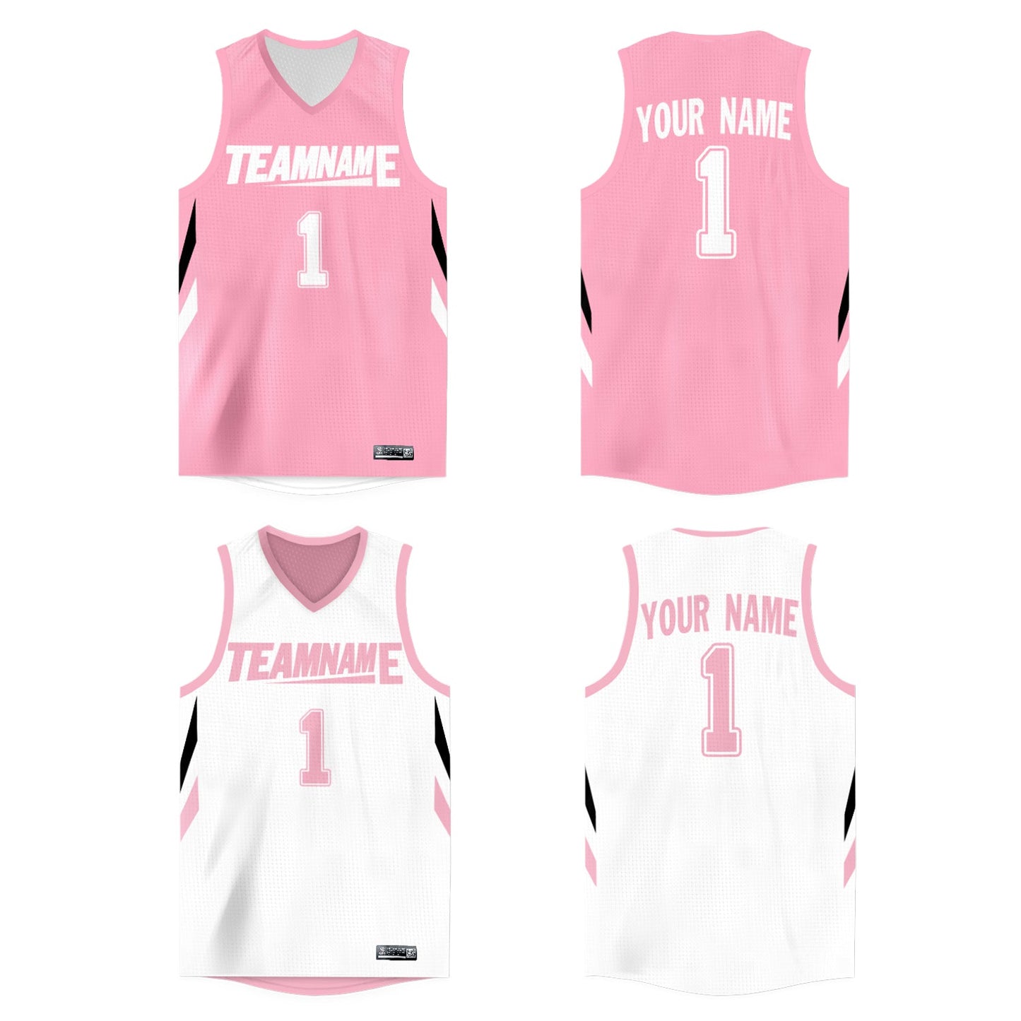 Custom Pink White Double Side Tops Athletic Basketball Jersey