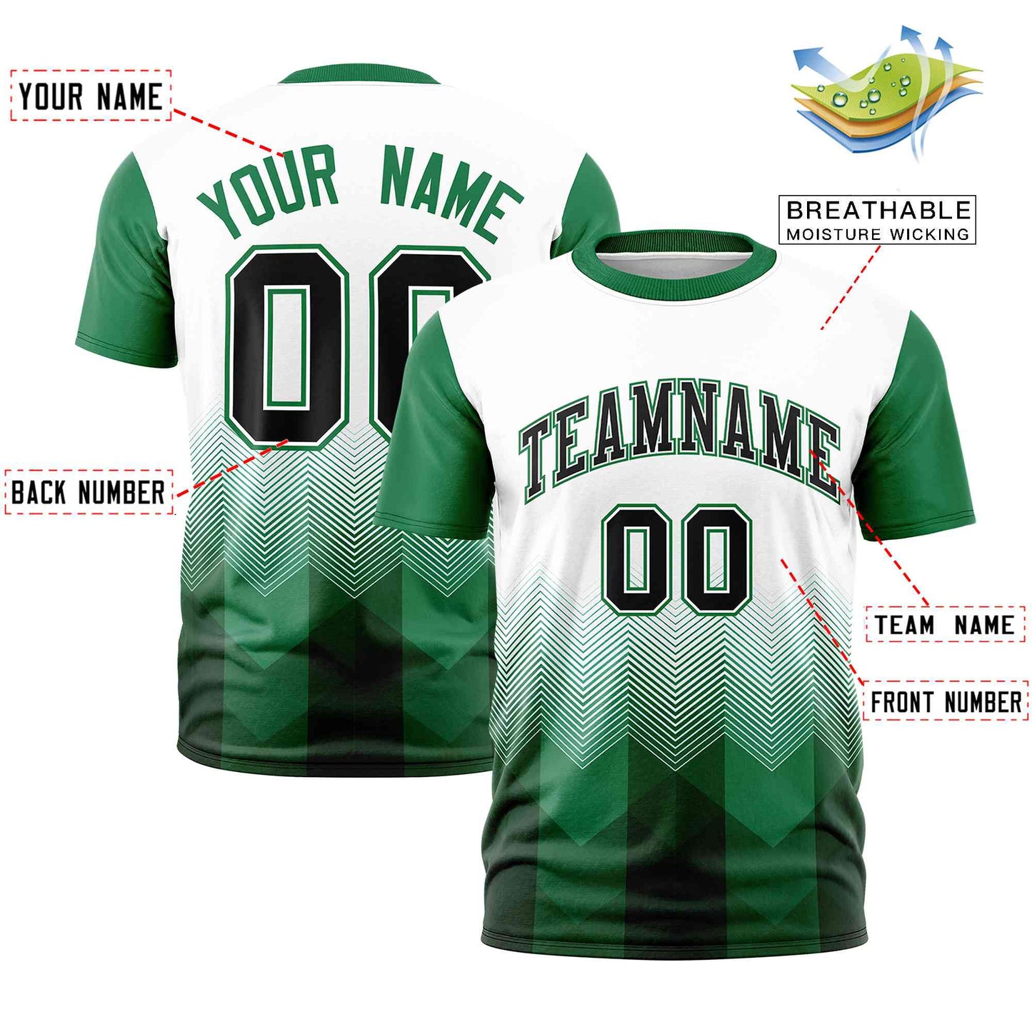 Custom White Teal Gradient Ripple Fashion Raglan Sleeves Performance T-Shirt