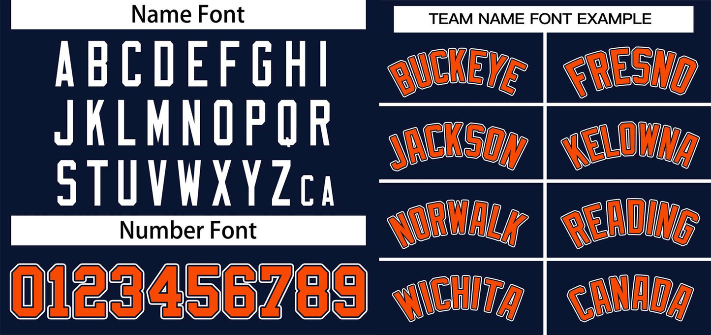 Custom Navy Orange-White Classic Style Authentic Two-Button Baseball Jersey