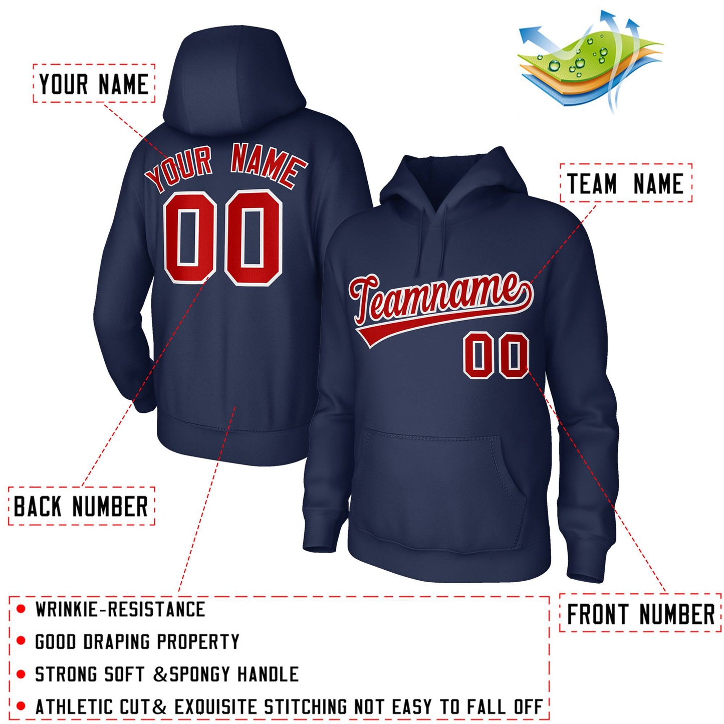 Custom Classic Style Hoodie Navy Blue Training Uniform