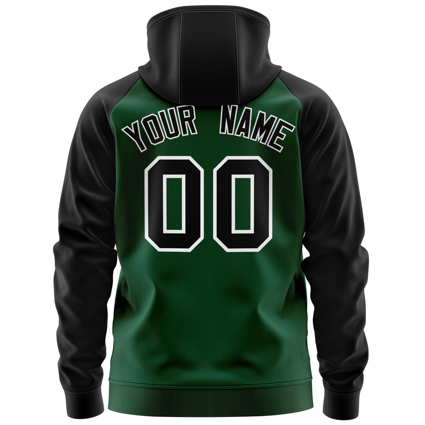 Custom Stitched Green Black-White Raglan Sleeves Sports Full-Zip Sweatshirt Hoodie