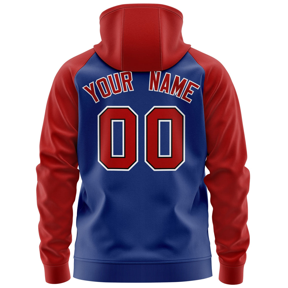Custom Stitched Royal Red-White Raglan Sleeves Sports Full-Zip Sweatshirt Hoodie