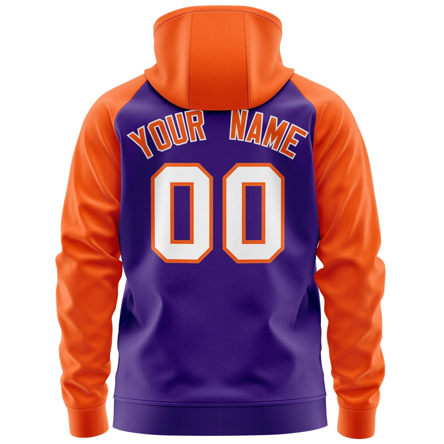 Custom Stitched Purple Orange Raglan Sleeves Sports Full-Zip Sweatshirt Hoodie