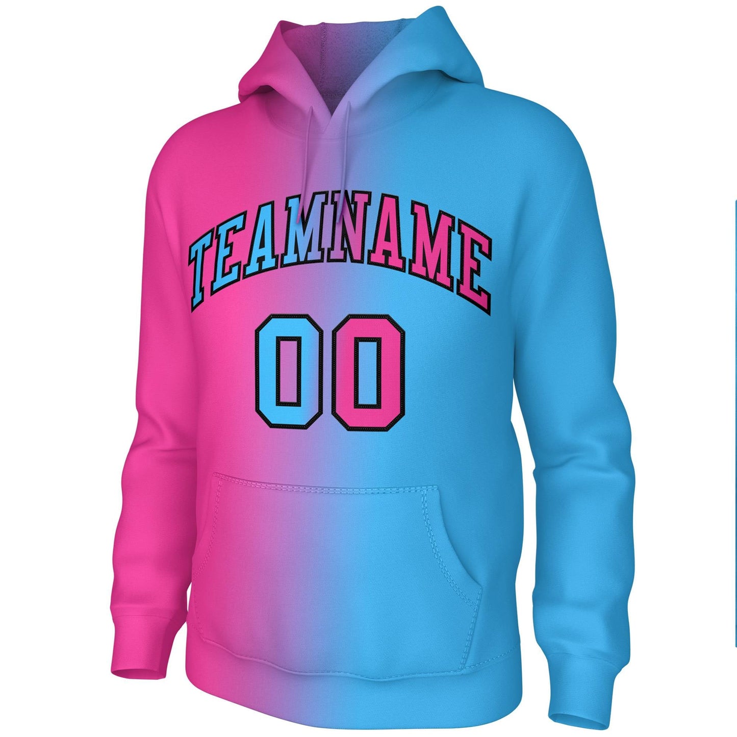 Custom Stitched Pink Gradient Fashion Pullover Sweatshirt Hoodie