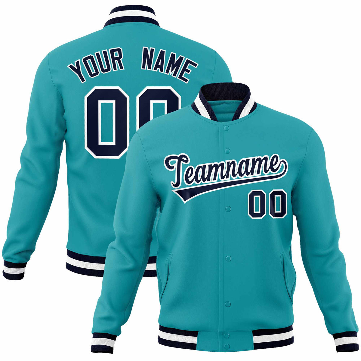 Aqua Blue Varsity Jacket