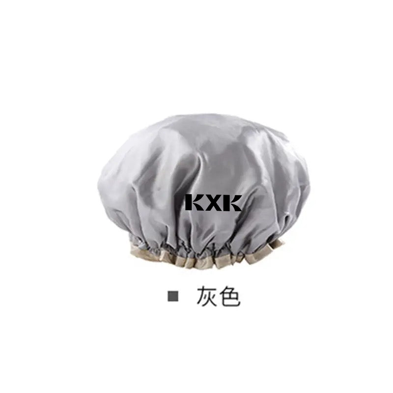 KXK Women Satin Girl Shower Cap Waterproof Elastic Reusable Large Size Shower Hair Cap Shower Bath Hat