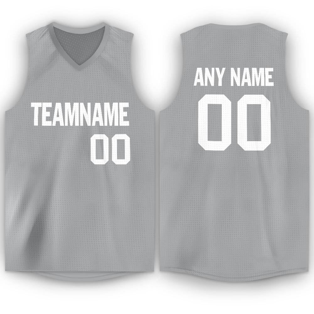 Custom Gray White Classic Tops Breathable Basketball Jersey