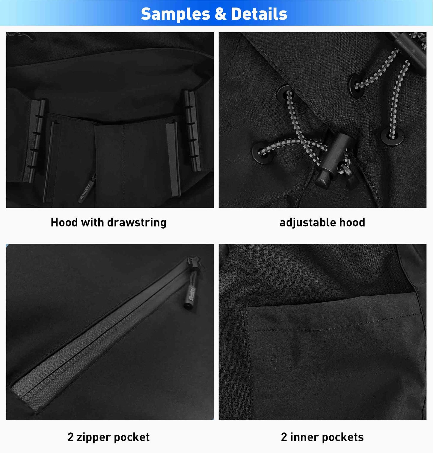 Custom Navy Teal-Gray Classic Style Waterproof Jacket