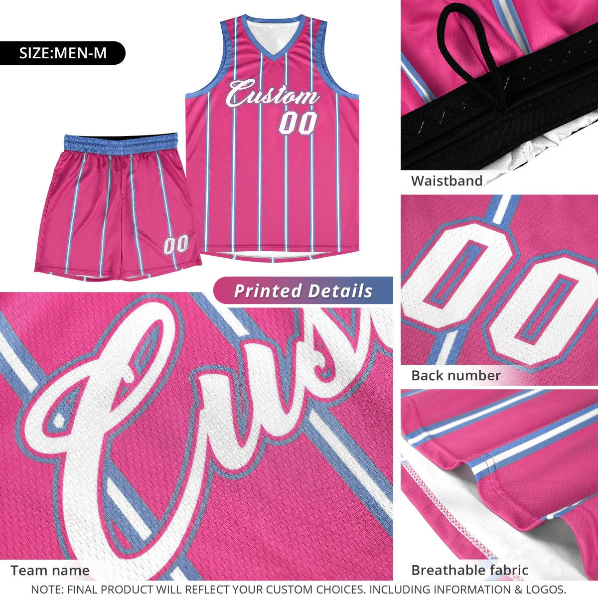 Custom White Red Black Vertical Stripes Single Sided Sets Basketball Jersey | For Men,Stitched,Perfect for Training,Add Name and Numbern | KXKSHOP