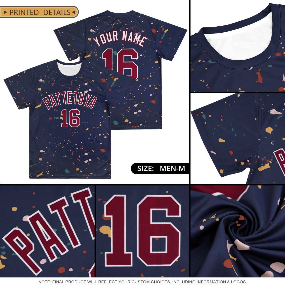 Custom Red Gold White Spray Painting Graffiti Pattern Personalization T-shirt| KXKSHOP