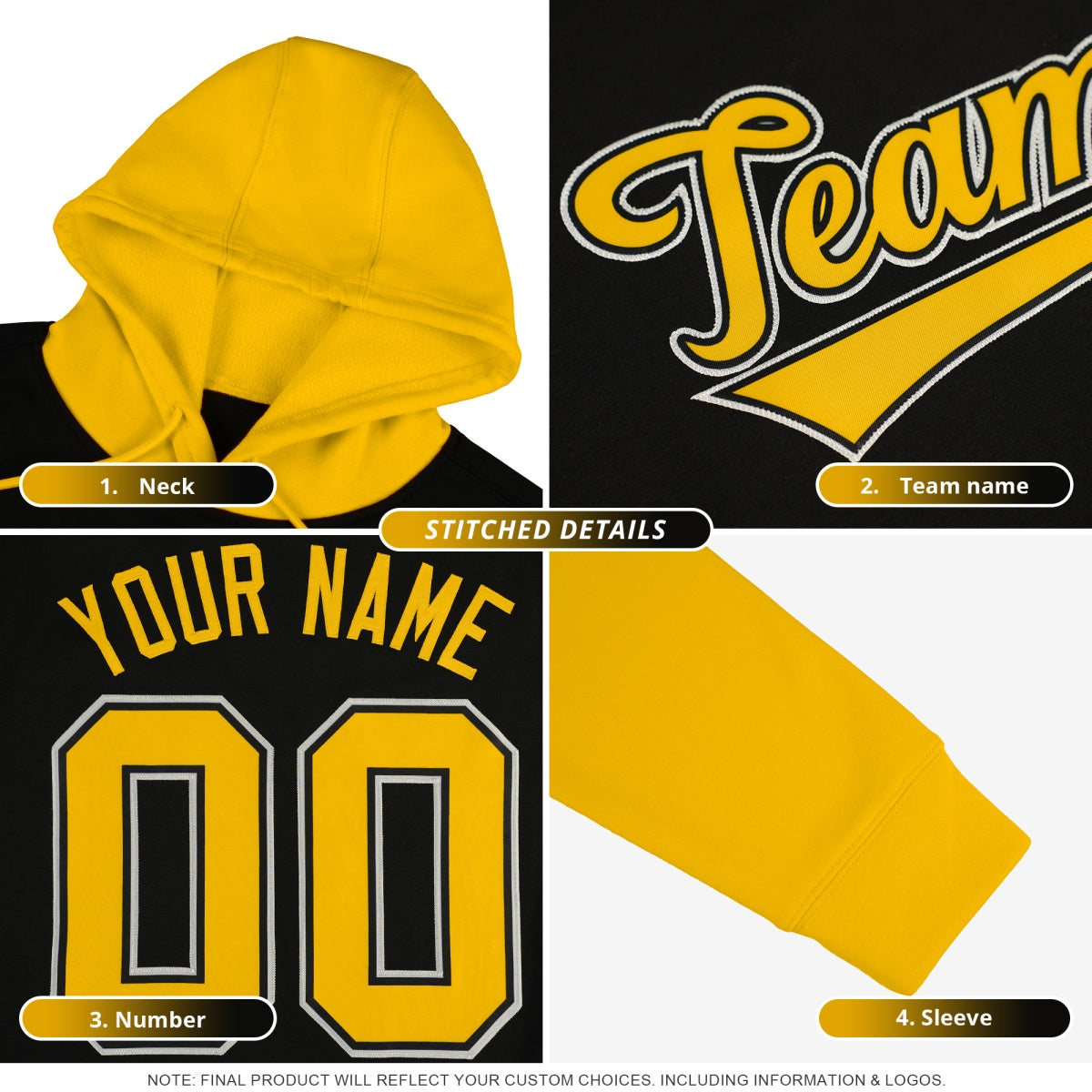 Custom Gold Black Leopard Print Pullover Sweatshirt Hoodie| KXKSHOP