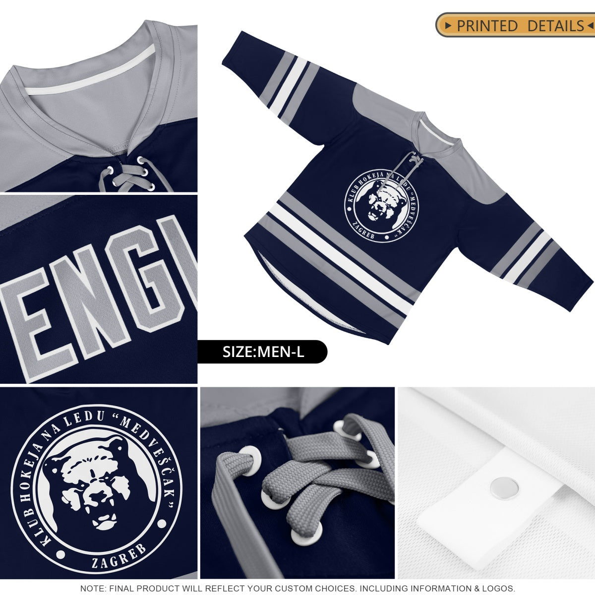 Custom Hockey Hoodie Jersey Teal Gold Raglan Sleeves Lace-Up Neck Personal Name &amp; Number &amp; Logo