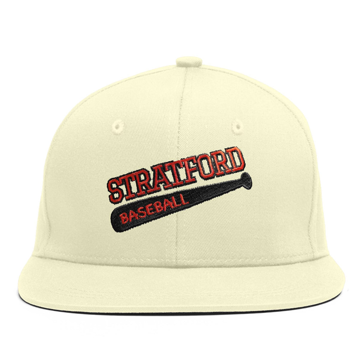 Custom White 3D Puff Embroidery Flat Embroidery Flat Eaves Sport Baseball Cap Design for Men/Women/Youth-Cream2