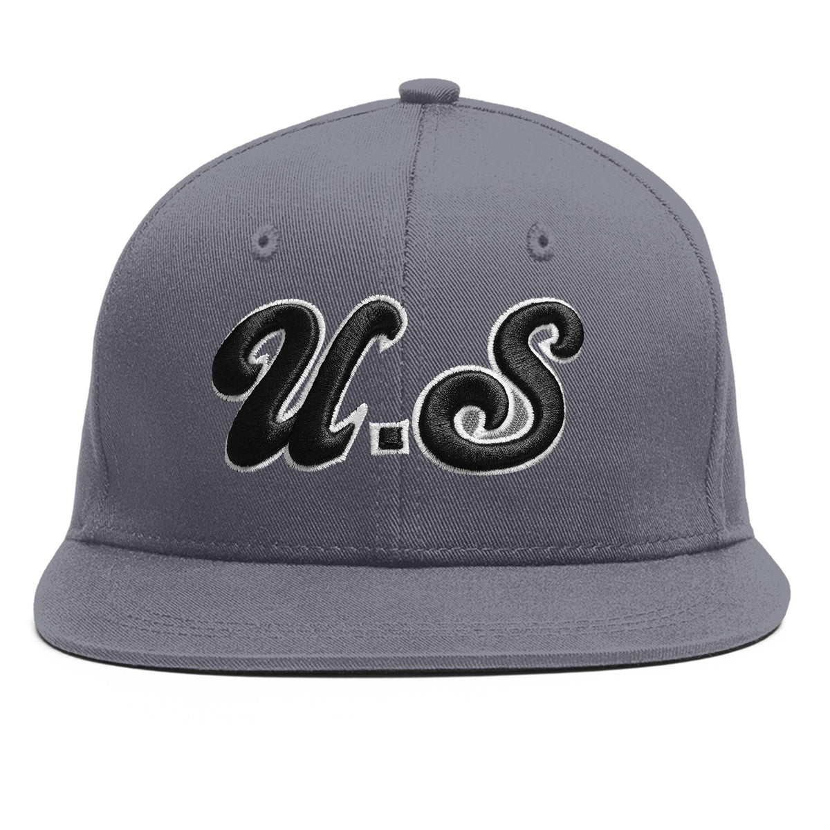 Custom White 3D Puff Embroidery Flat Embroidery Flat Eaves Sport Baseball Cap Design for Men/Women/Youth-Grey
