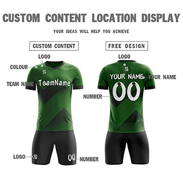 Custom Green Black-White Soft Training Uniform Soccer Sets Jersey