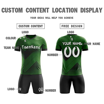 Custom Green Black-White Soft Training Uniform Soccer Sets Jersey