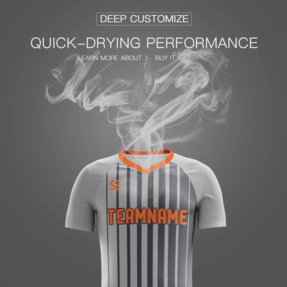 Custom Gray Orange Casual Printing Sportswear Soccer Sets Jersey