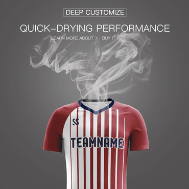 Custom Red Casual Printing Sportswear Soccer Sets Jersey