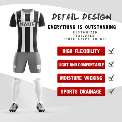 Custom Black Gray Casual Outdoor Soccer Sets Jersey