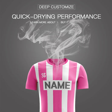 Custom Pink Gray Casual Outdoor Soccer Sets Jersey
