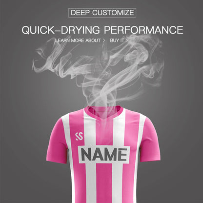 Custom Pink Gray Casual Outdoor Soccer Sets Jersey