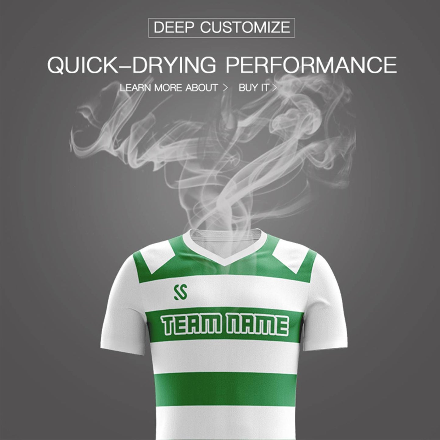 Custom Green Casual Printing Sportswear Soccer Sets Jersey