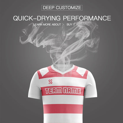 Custom Pink Casual Printing Sportswear Soccer Sets Jersey