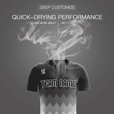 Custom Black Casual Printing Sportswear Soccer Sets Jersey