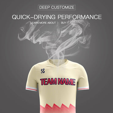 Custom Pink Printing Outdoor Breathable Soccer Sets Jersey