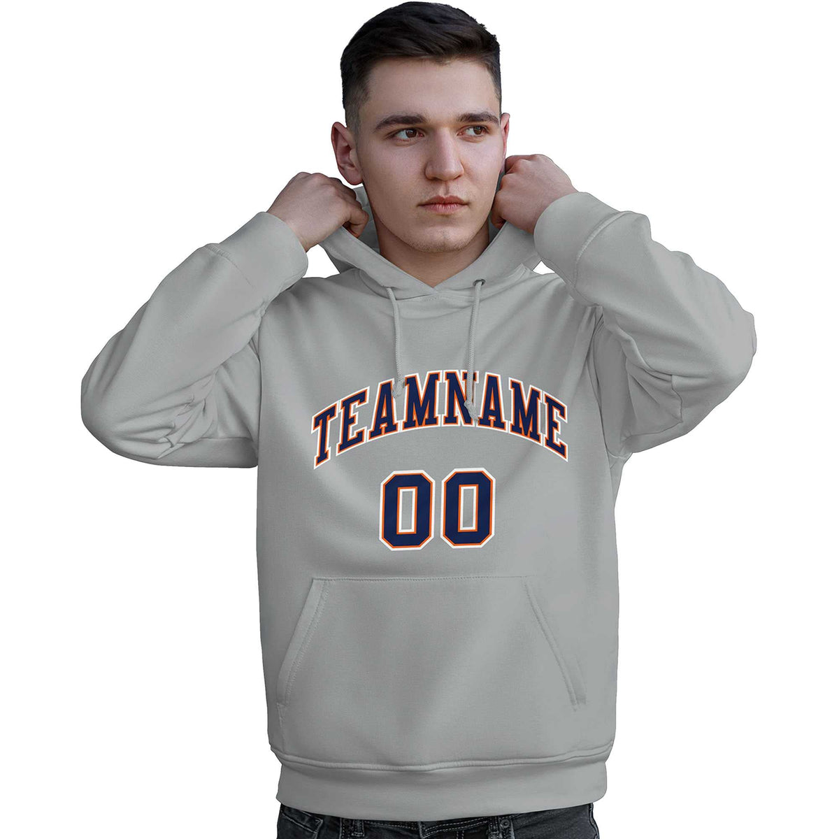 Custom Gray Royal-Orange Classic Style Personalized Sport Pullover Hoodie