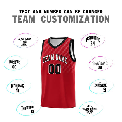 Custom Red Black Chest Slash Patttern Sports Uniform Basketball Jersey