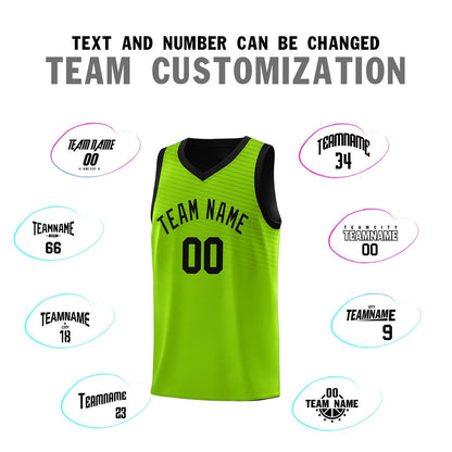 Custom Neon Green Black Chest Slash Patttern Sports Uniform Basketball Jersey