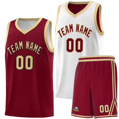 Custom Crimson White Chest Slash Patttern Double Side Sports Uniform Basketball Jersey