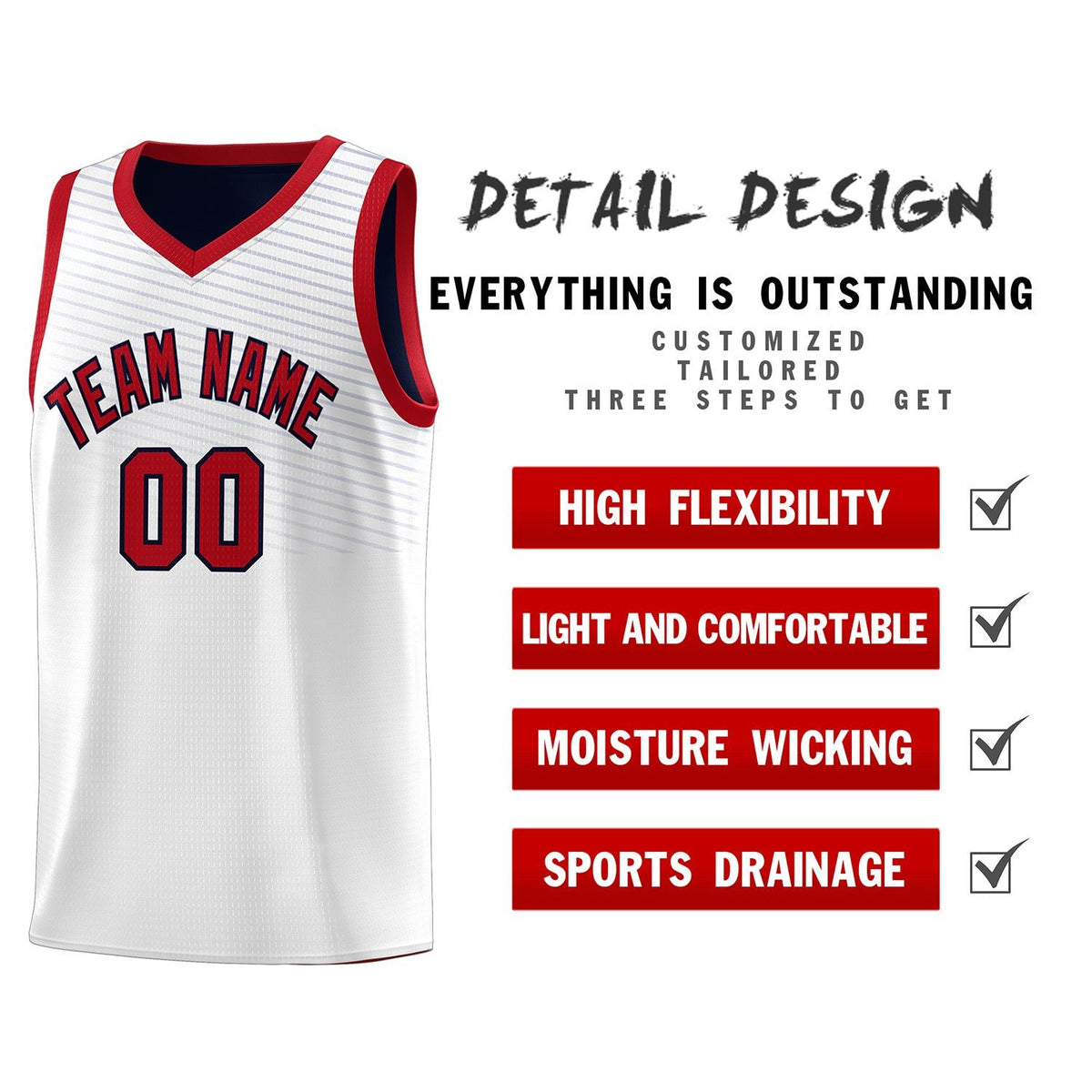 Custom White Navy Chest Slash Patttern Sports Uniform Basketball Jersey