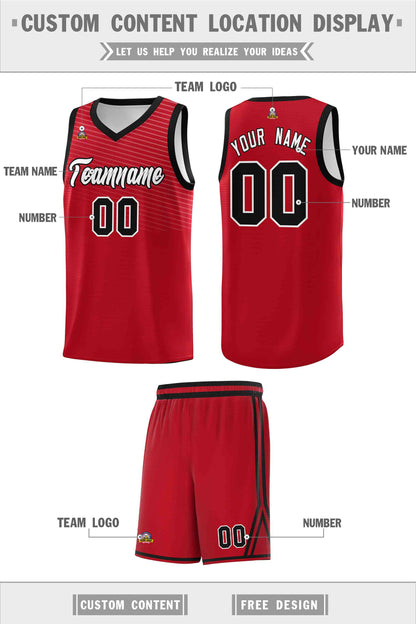 Custom Red Black Chest Slash Patttern Sports Uniform Basketball Jersey