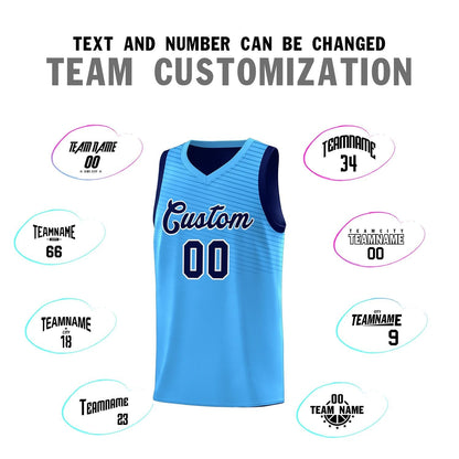 Custom Powder Blue Blue Chest Slash Patttern Sports Uniform Basketball Jersey
