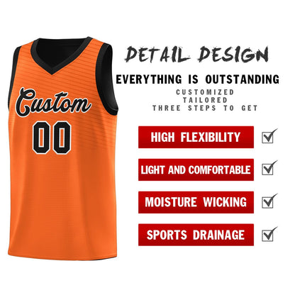 Custom Orange Black Chest Slash Patttern Sports Uniform Basketball Jersey
