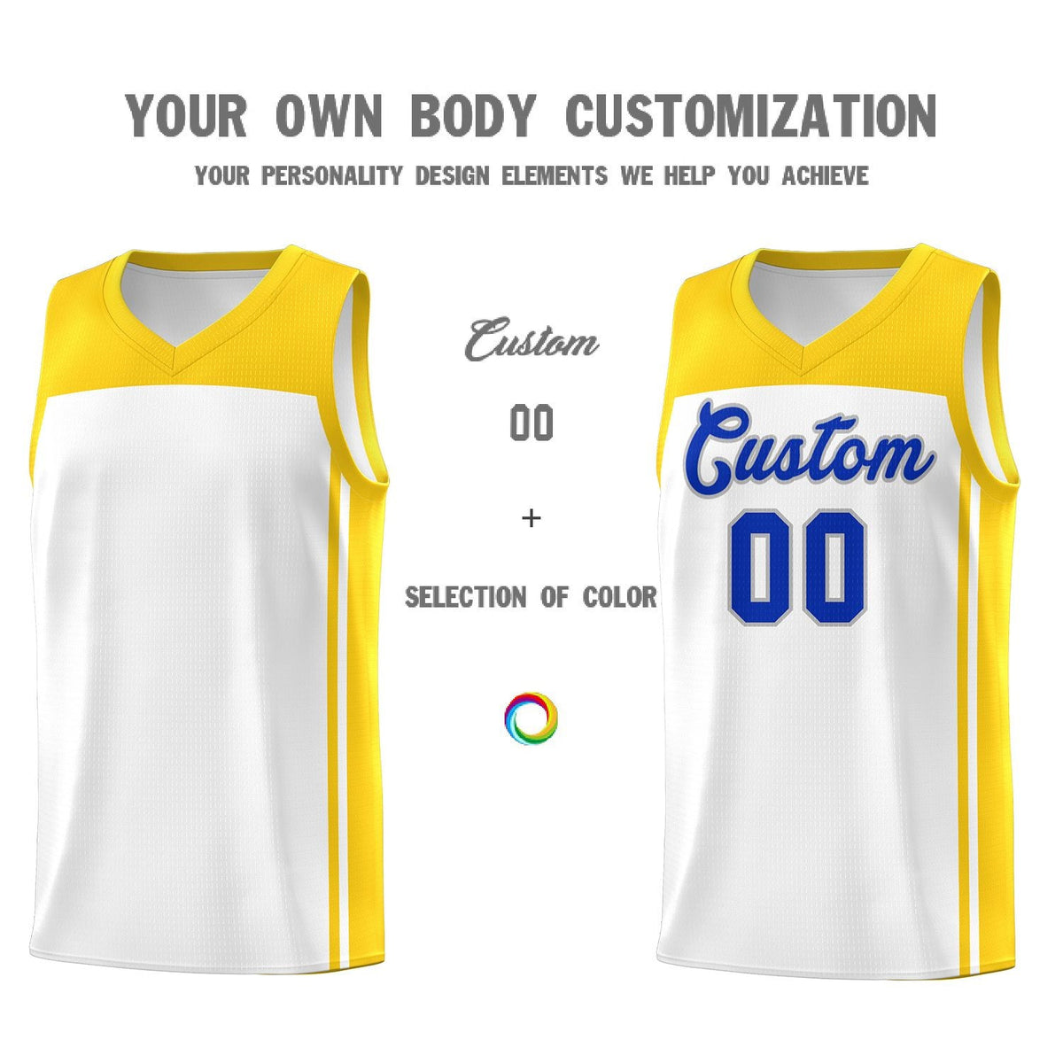 Custom White Gold Classic Sets Sports Uniform Basketball Jersey