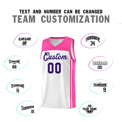 Custom White Pink Classic Sets Sports Uniform Basketball Jersey